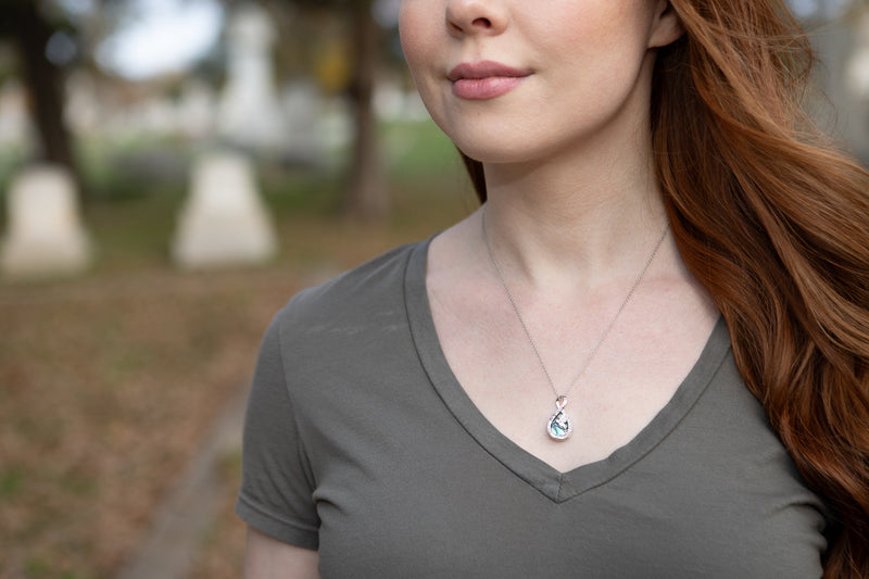 hummingbird drop pendant worn